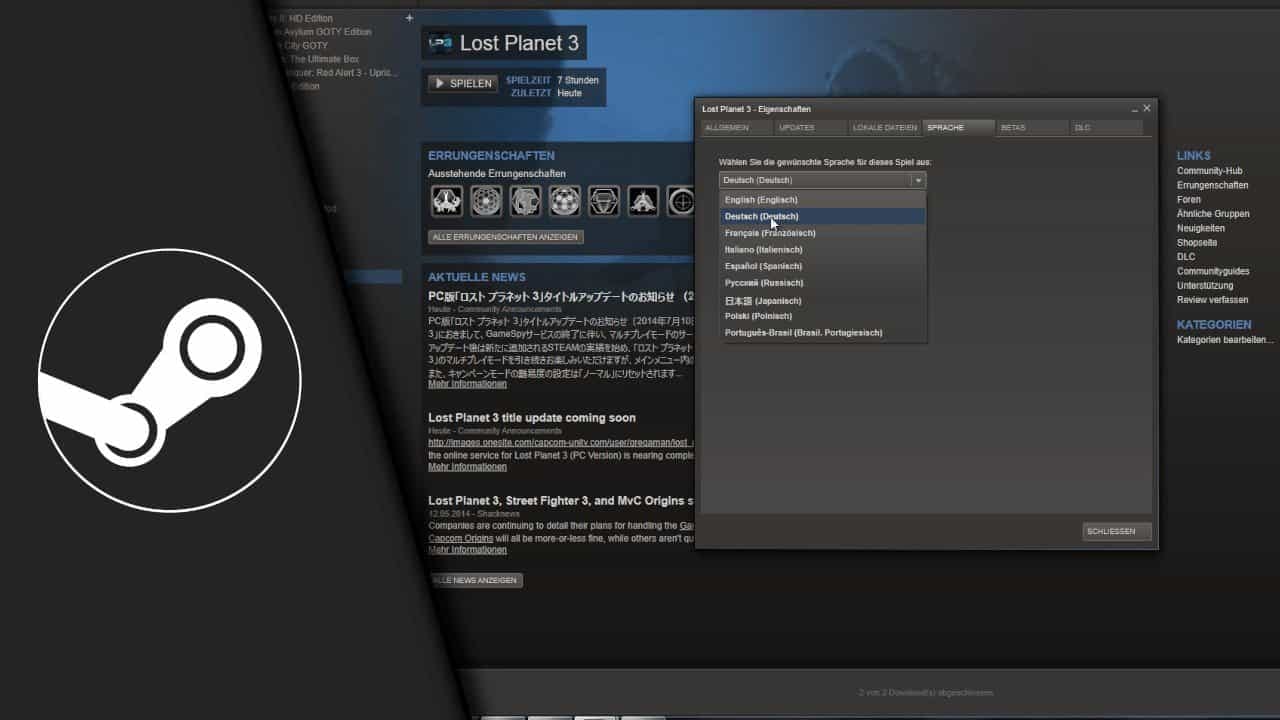 Steam Spielsprache ändern