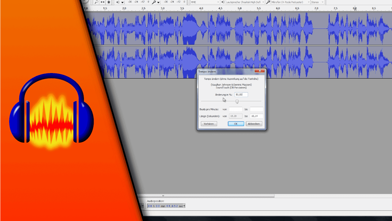 Audacity Geschwindigkeit ändern Audacity Geschwindigkeit ändern