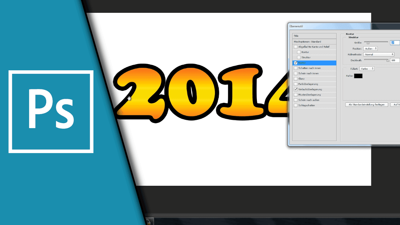 Photoshop Schrift umranden