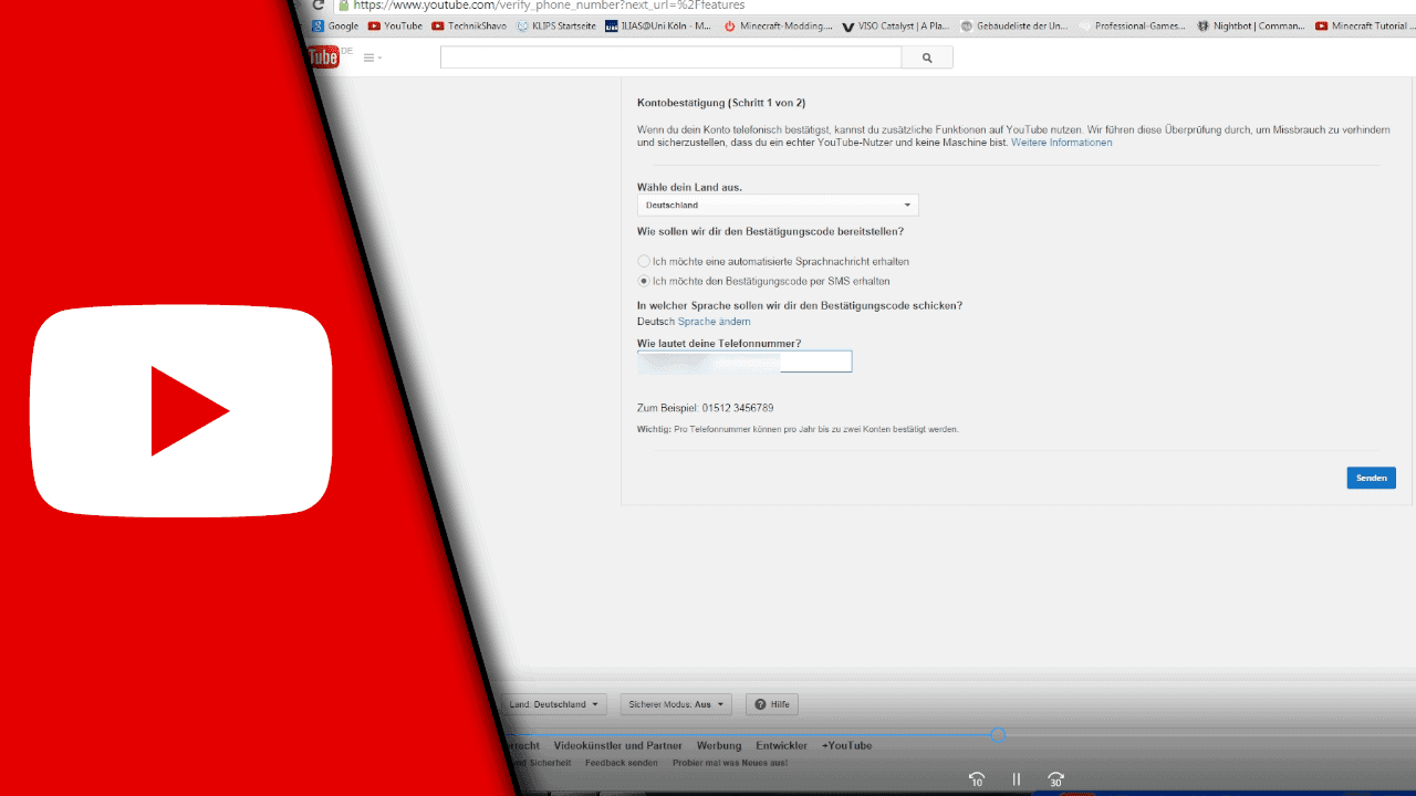 Youtube Video über 15 Minuten