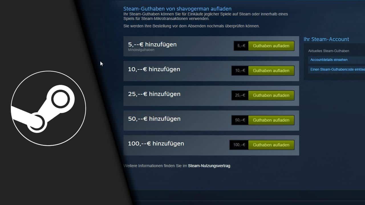 Steam Guthaben aufladen