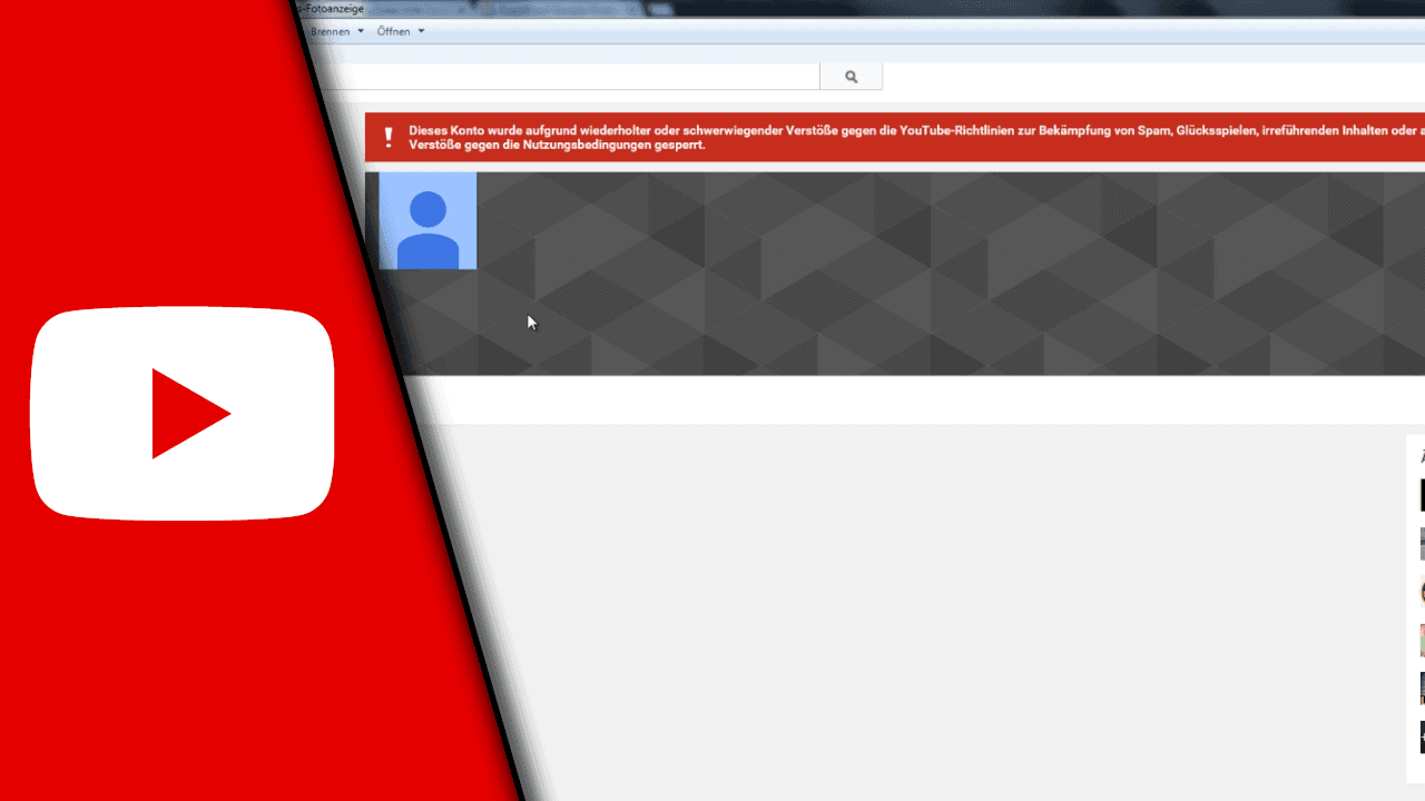 Youtube Kanal gesperrt