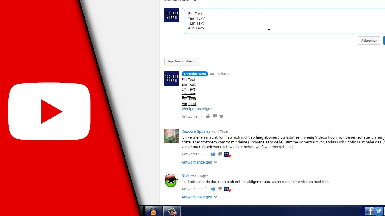 Youtube fett schreiben Youtube fett schreiben