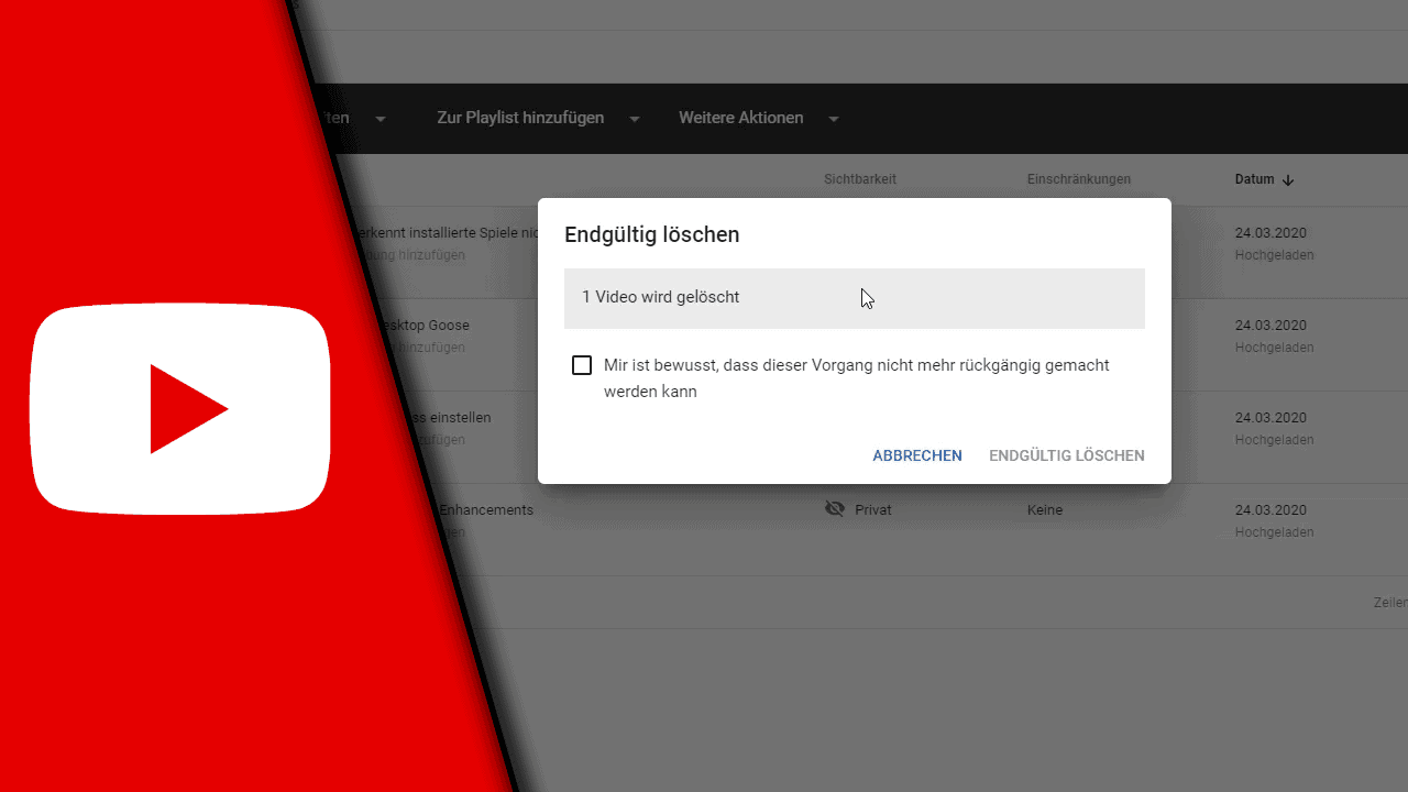 Youtube Video löschen Youtube Video löschen