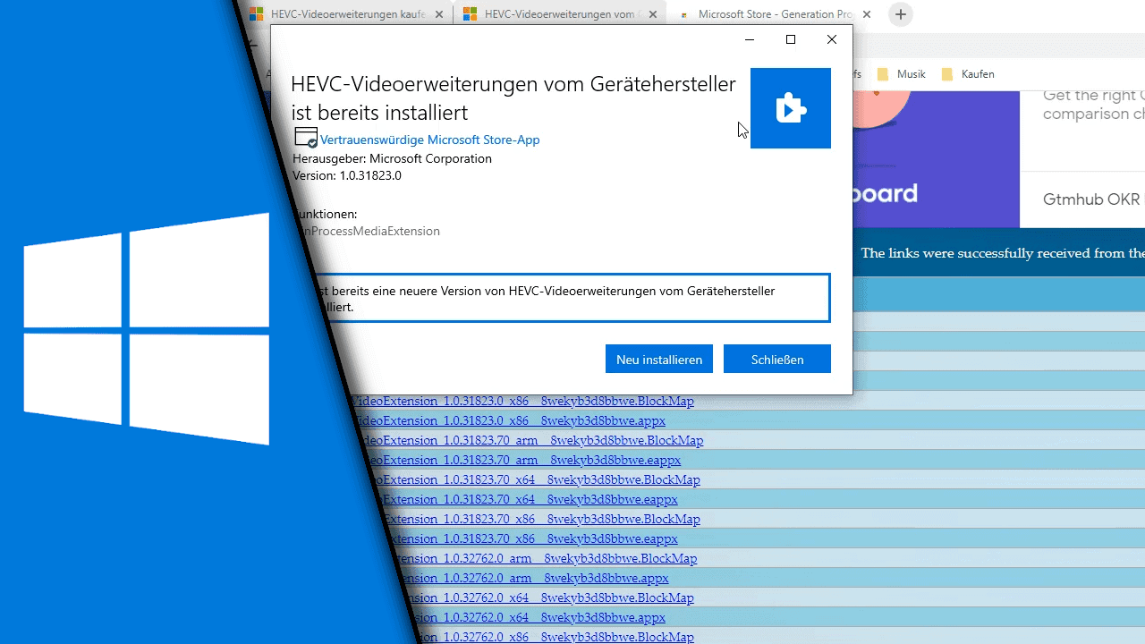 HEVC-Videoerweiterungen vom Gerätehersteller ist zurzeit nicht verfügbar HEVC-Videoerweiterungen vom Gerätehersteller ist zurzeit nicht verfügbar