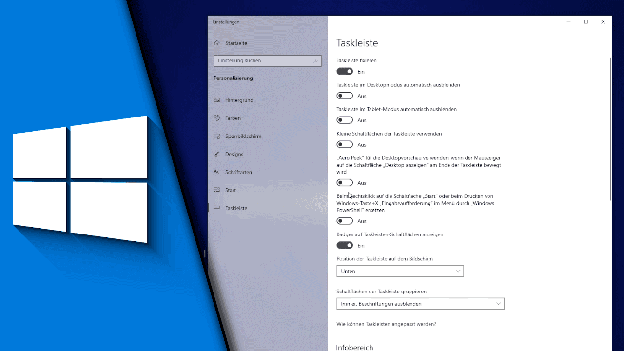 Windows 10 Taskleiste ausblenden Windows 10 Taskleiste ausblenden