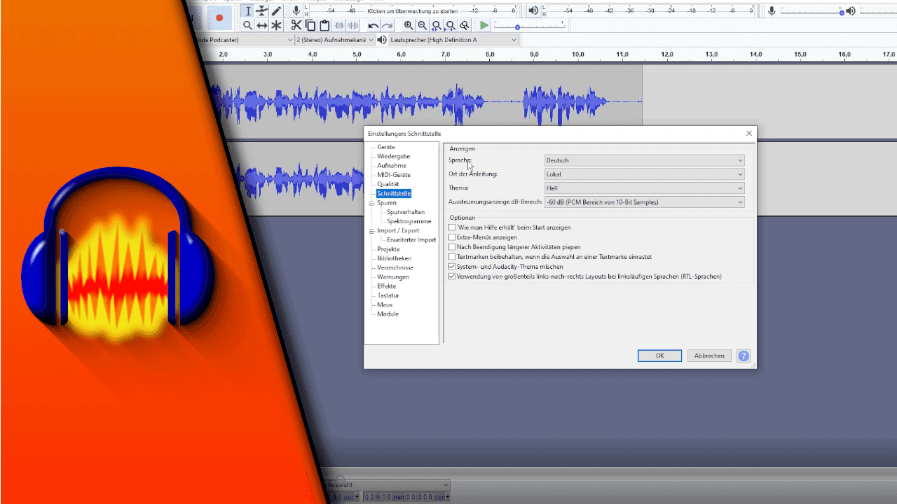 Audacity Sprache ändern