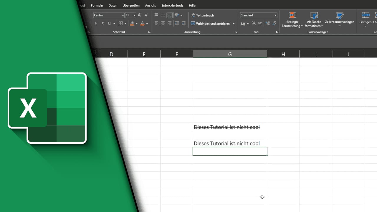 Excel Text durchstreichen