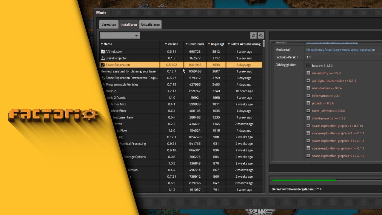 Factorio Mods installieren Factorio Mods installieren