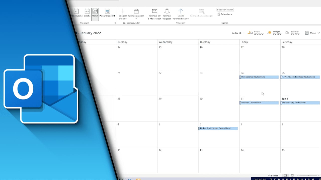 Feiertage in Outlook anzeigen