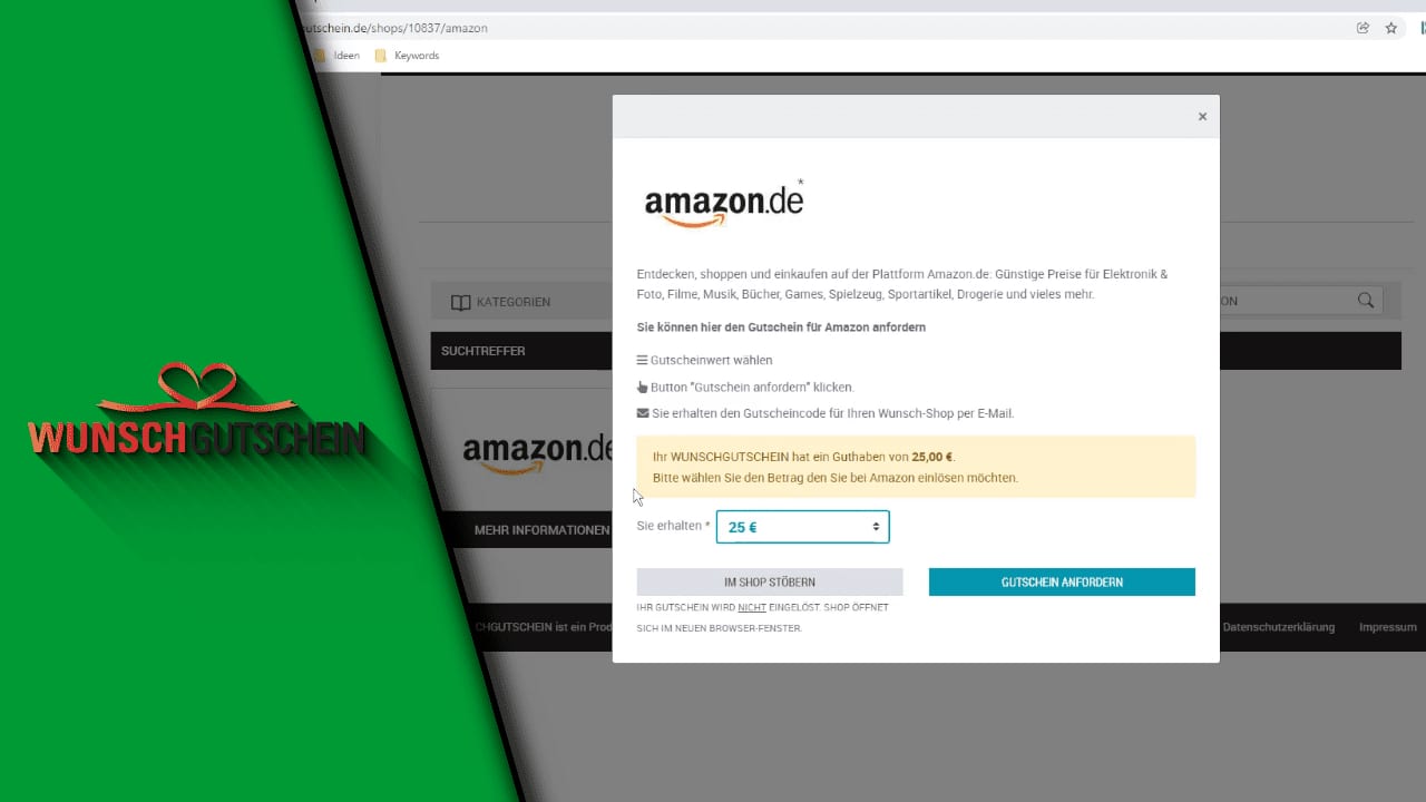 Wunschgutschein bei Amazon einlösen Wunschgutschein bei Amazon einlösen