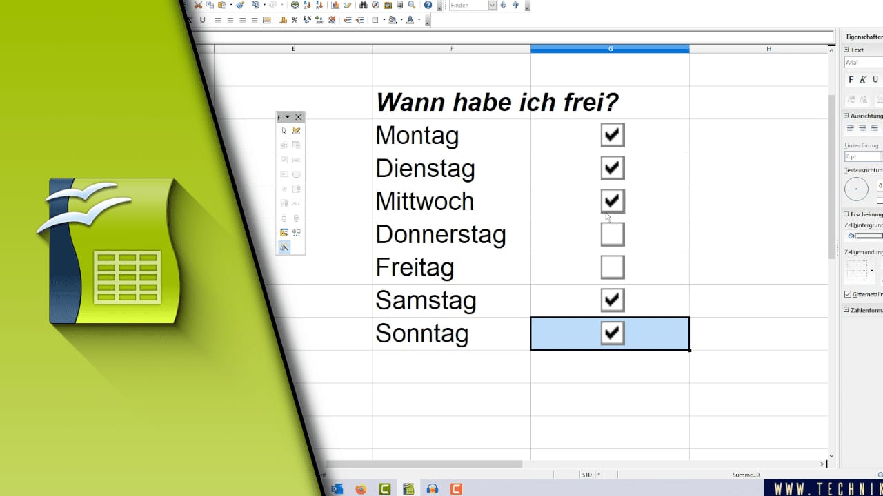 OpenOffice Calc Checkbox