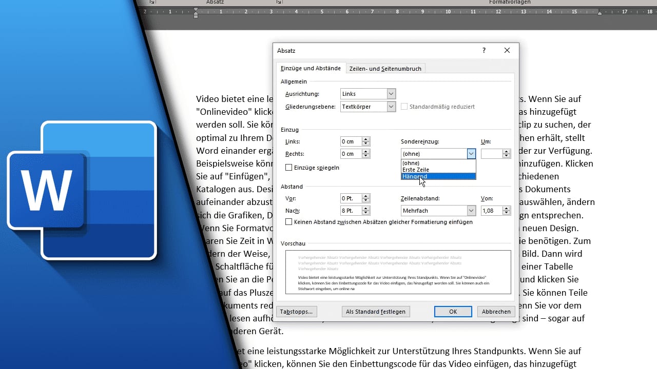 Hängender Einzug Word Hängender Einzug Word