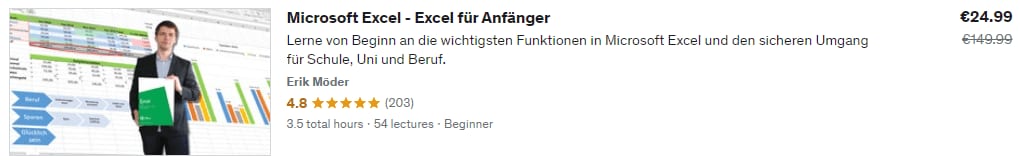 Udemy Excel Kurs - Erik Möder Udemy Excel Kurs - Erik Möder