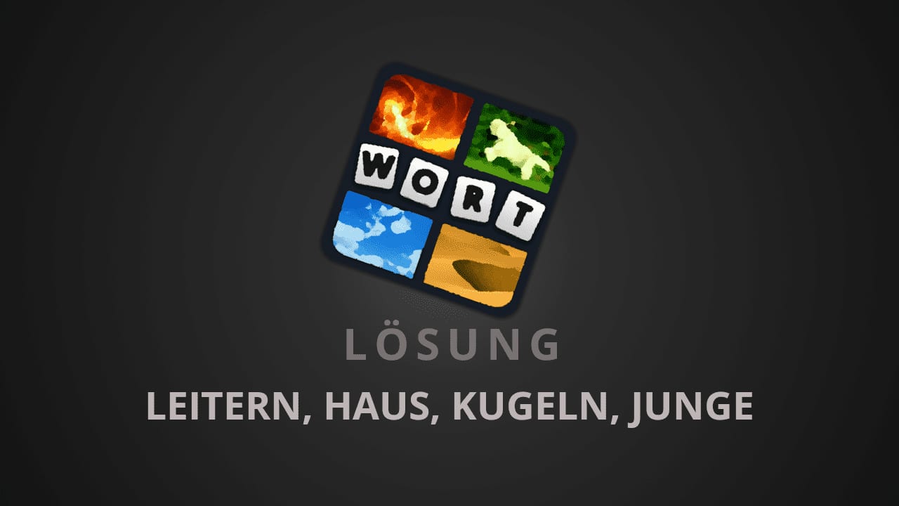 4 Bilder 1 Wort Leitern Haus Kugeln Junge mit Schleuder