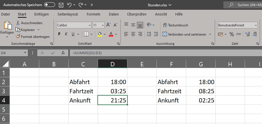 Excel Stunden berechnen Excel Stunden berechnen