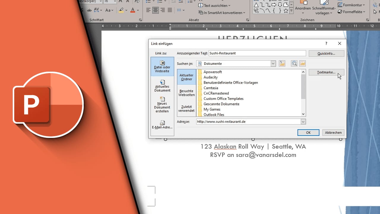 Link in Powerpoint einfügen Link in Powerpoint einfügen