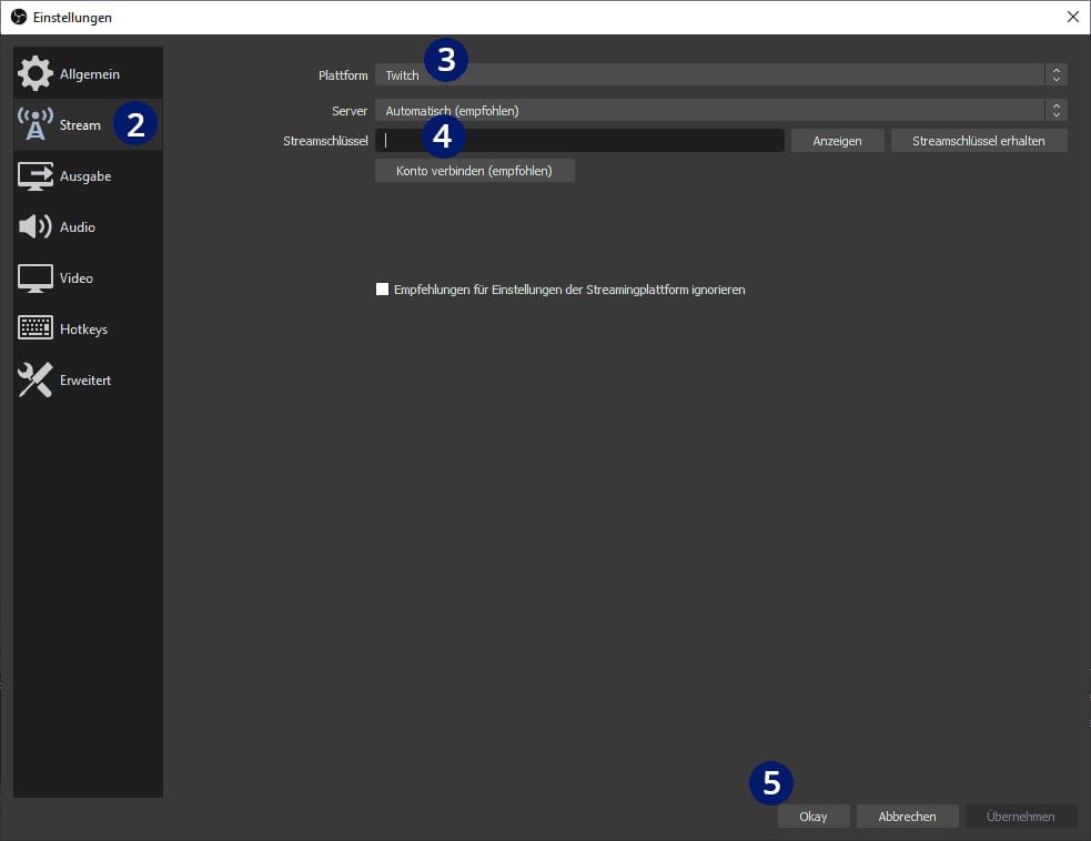 OBS Twitch verbinden OBS Twitch verbinden