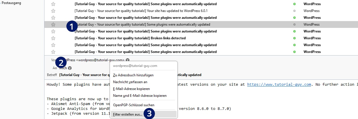 Thunderbird Mail blockieren Thunderbird Mail blockieren