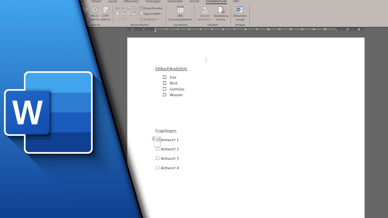 Word Checkbox einfügen Word Checkbox einfügen