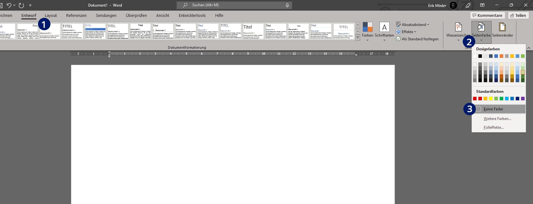 Word Hintergrundfarbe entfernen Word Hintergrundfarbe entfernen