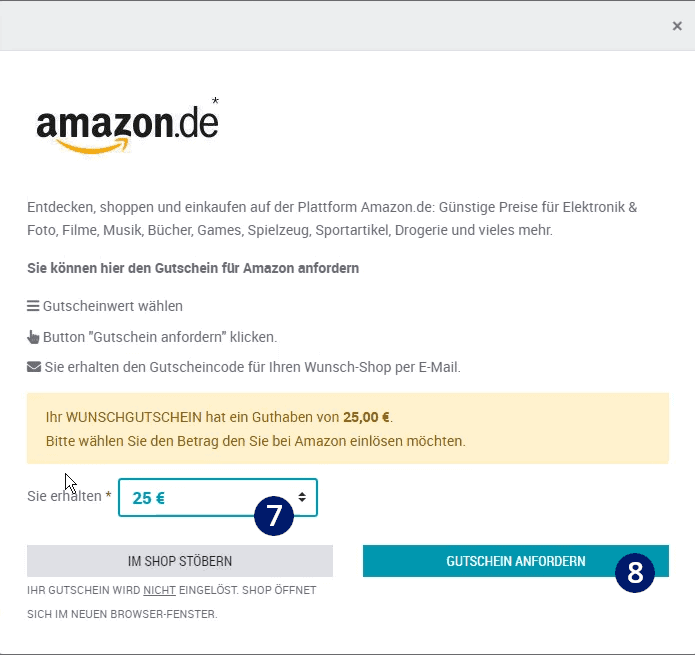 Wunschgutschein bei Amazon einlösen: Betrag festlegen Wunschgutschein bei Amazon einlösen: Betrag festlegen