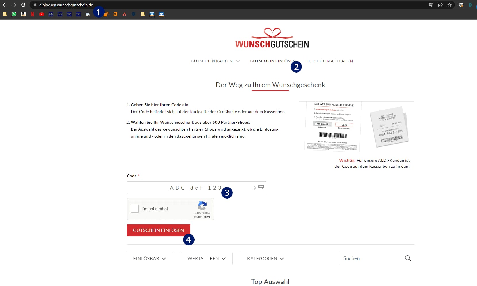 Wunschgutschein bei Amazon einlösen: Code eingeben Wunschgutschein bei Amazon einlösen: Code eingeben