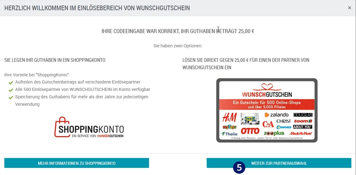 Partnerauswahl beim Wunschgutschein Partnerauswahl beim Wunschgutschein