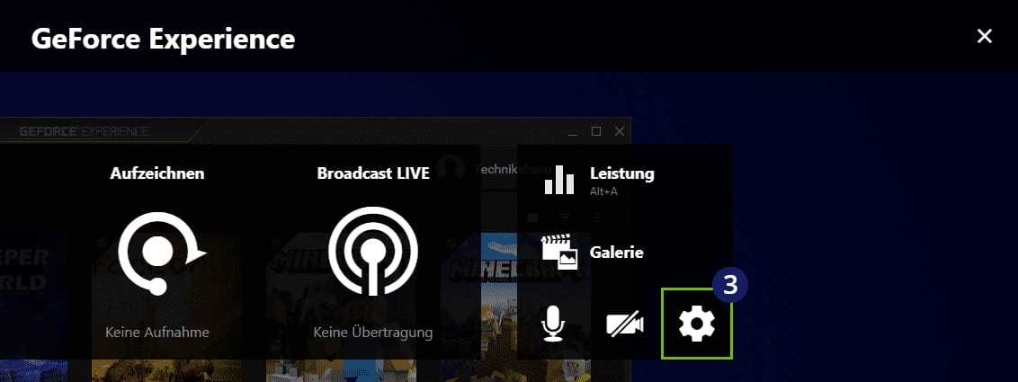GeForce Experience Einstellungen öffnen GeForce Experience Einstellungen öffnen