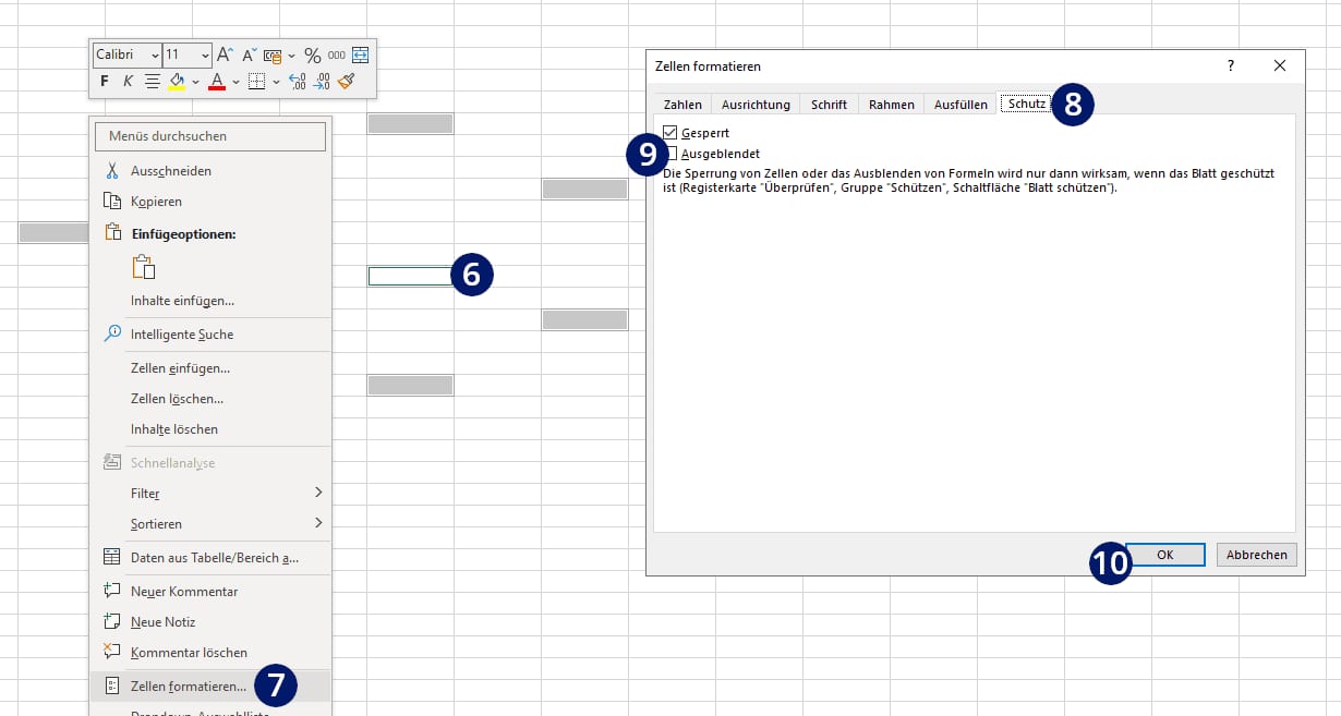 Excel Zellen sperren für Eingabe