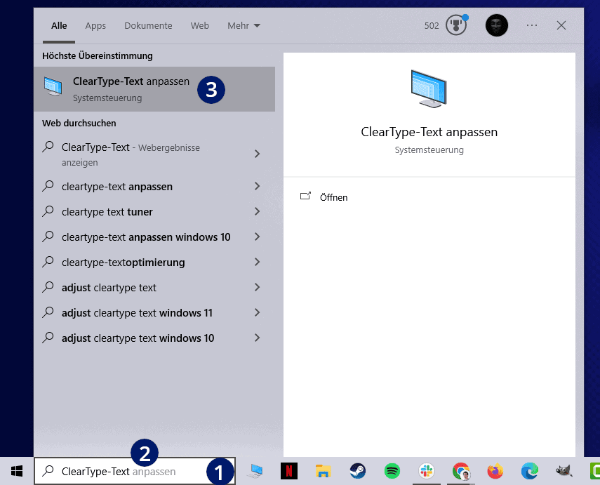 Chrome Schrift unscharf