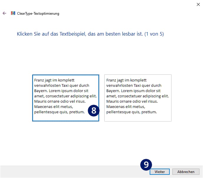 Schrift Chrome unscharf