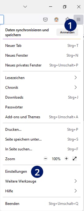 Firefox Sprache umstellen