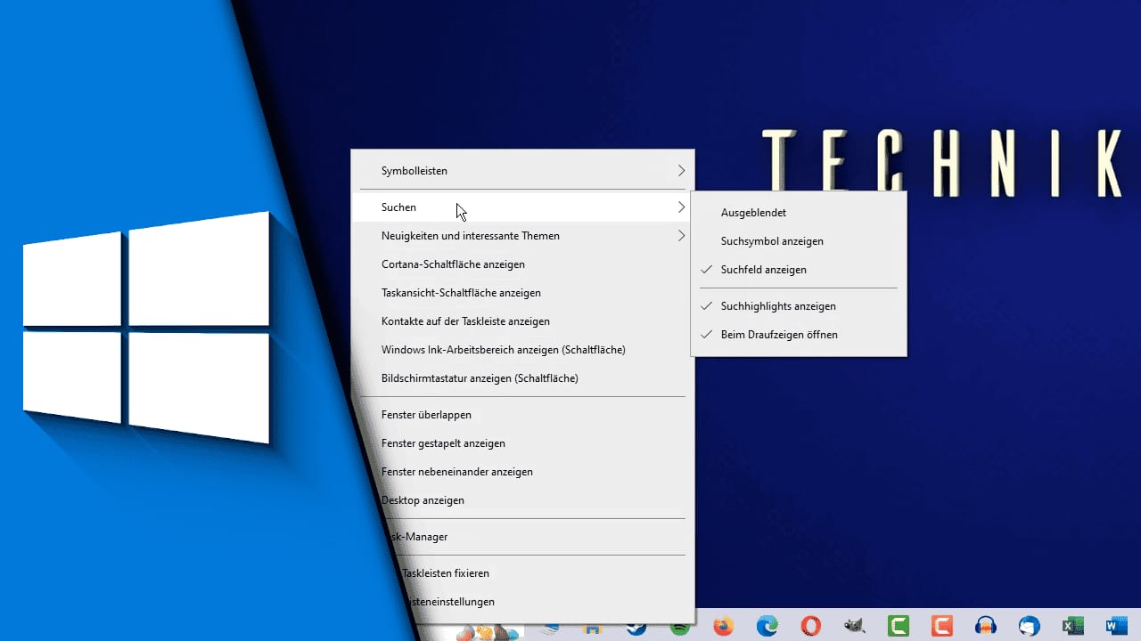 Windows Suchleiste Bild entfernen Windows Suchleiste Bild entfernen