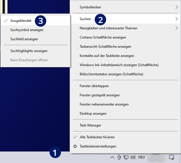 Suchleiste Windows 10 entfernen Suchleiste Windows 10 entfernen