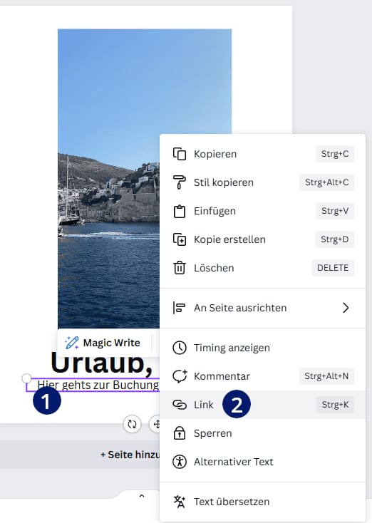 Link in Canva einfügen Link in Canva einfügen