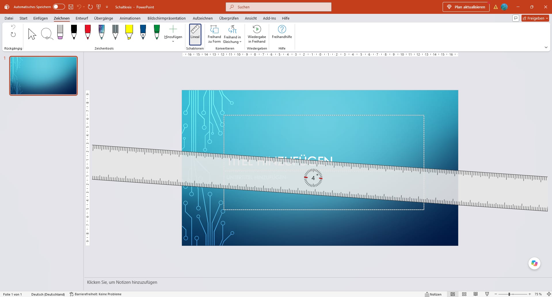 Das Lineal unter Zeichnen in PowerPoint drehen