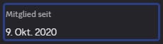 Mitglied seit im Discord-Profil mit dem Erstellungsdatum Mitglied seit im Discord-Profil mit dem Erstellungsdatum