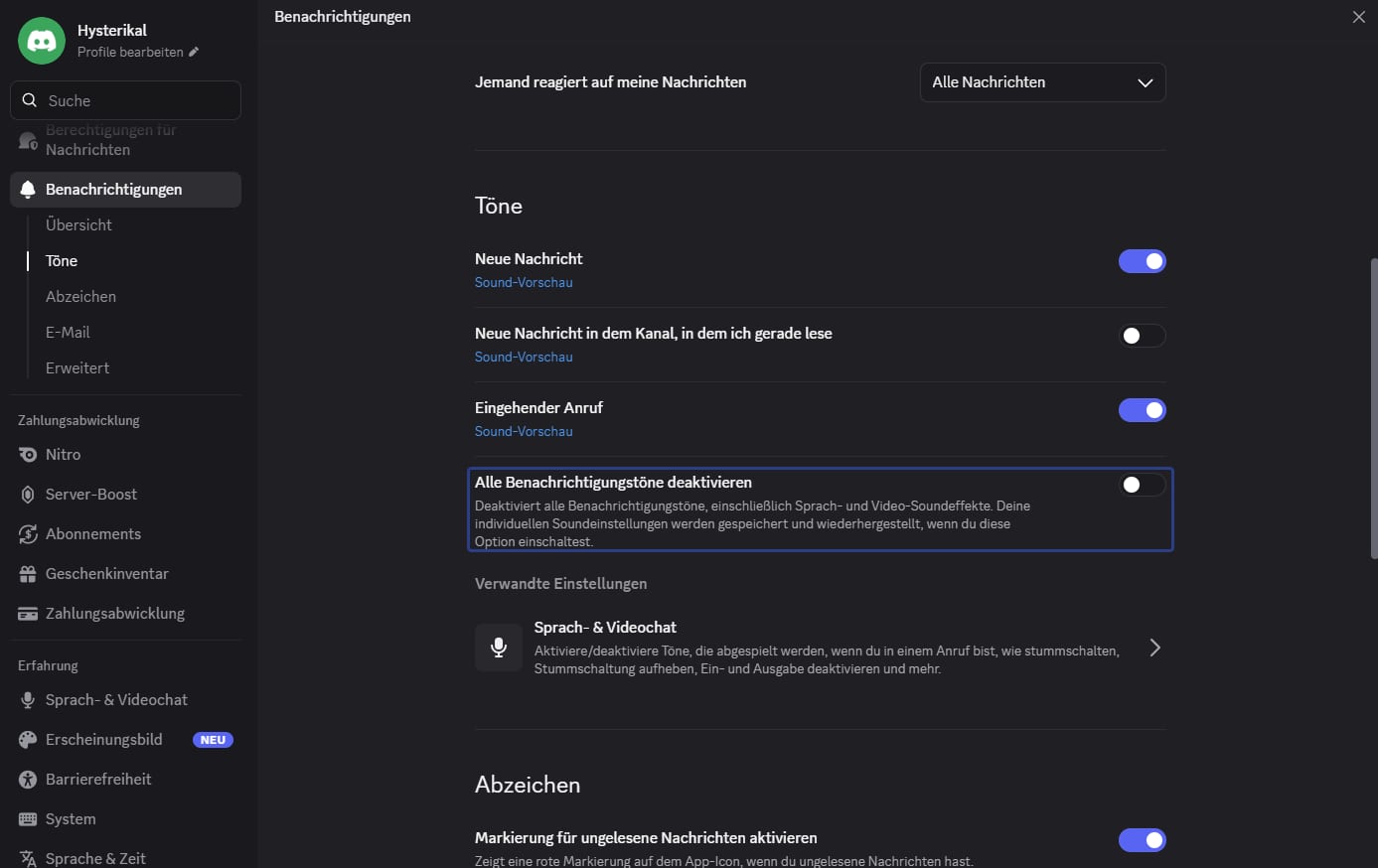 Discord zu leise Benachrichtigungstöne abschalten Discord zu leise Benachrichtigungstöne abschalten