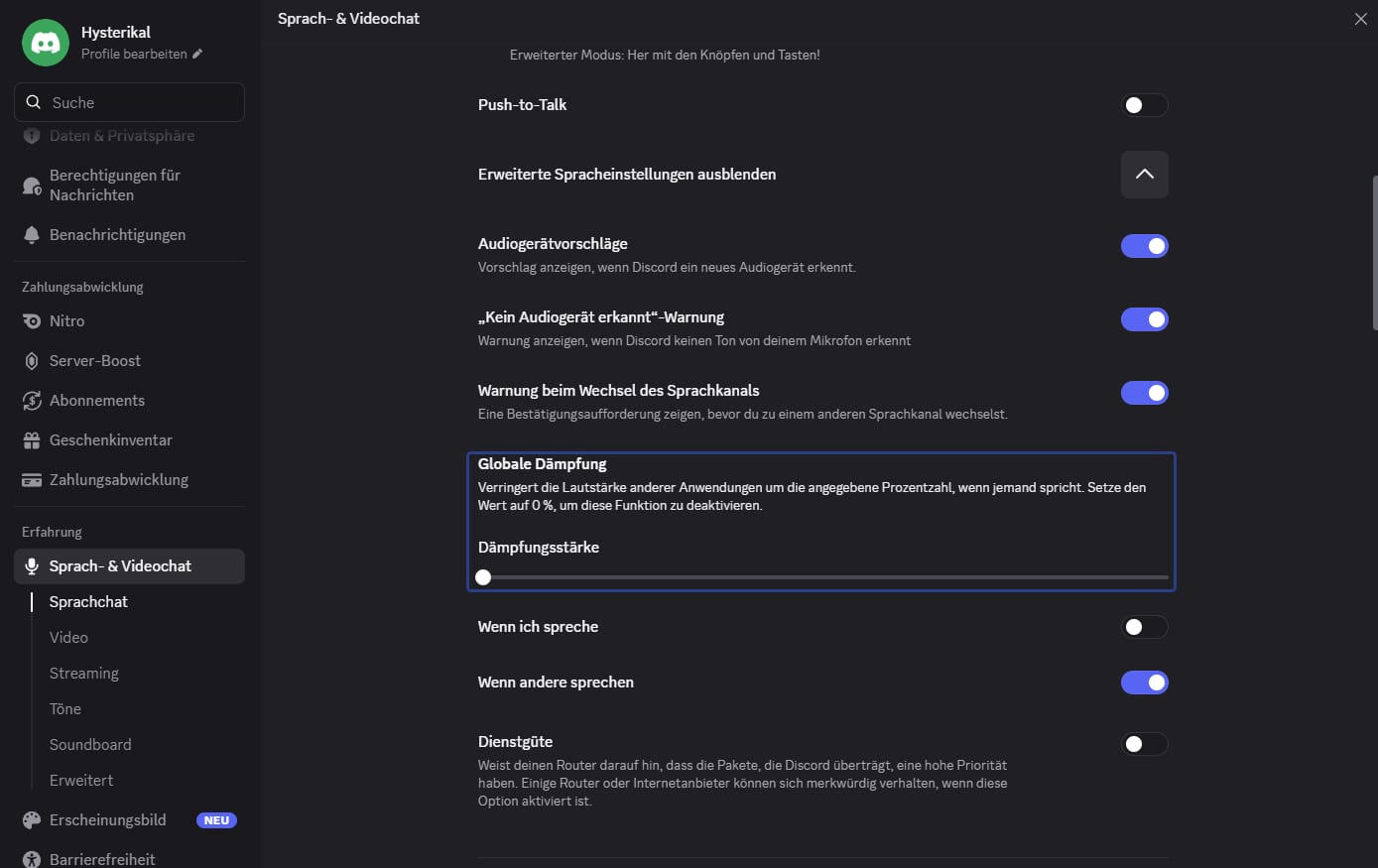 Discord zu leise durch die globale Dämpfung Discord zu leise durch die globale Dämpfung