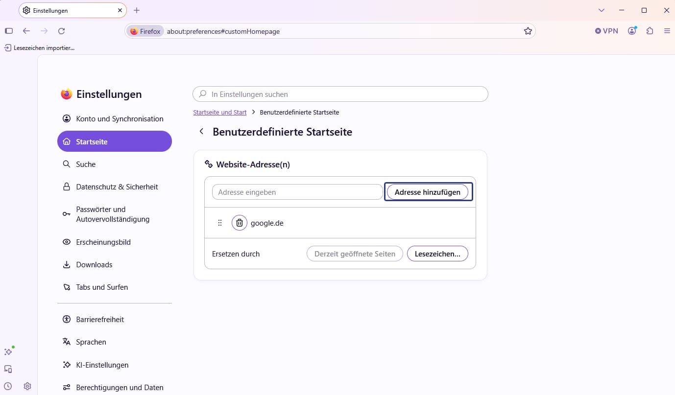 Adressen für die Firefox Startseite festlegen und sortieren Adressen für die Firefox Startseite festlegen und sortieren