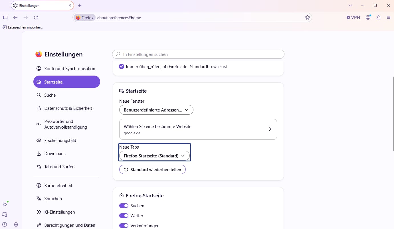 Eigene Auswahl für neue Tabs beim Firefox Startseite festlegen Eigene Auswahl für neue Tabs beim Firefox Startseite festlegen