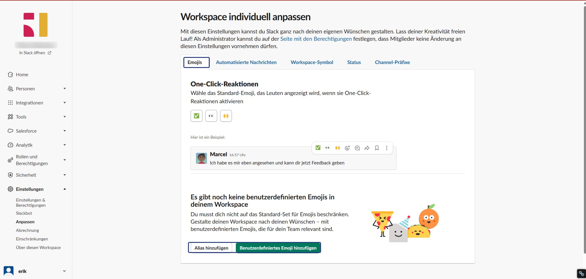 Slack Emoji Verwaltung mit Alias und eigenen Emojis