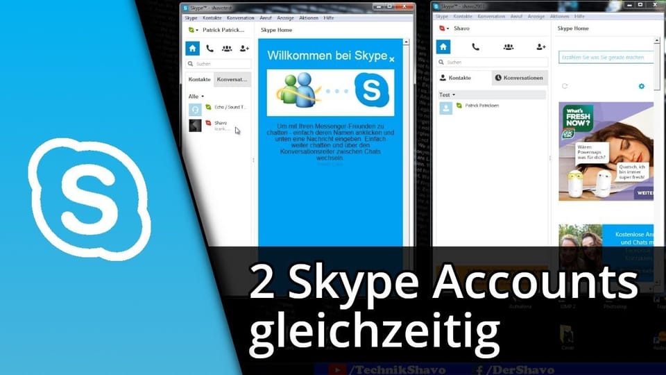 2 Skype Accounts gleichzeitig nutzen | Tutorial: Vorschaubild zum YouTube-Tutorial von TechnikShavo
