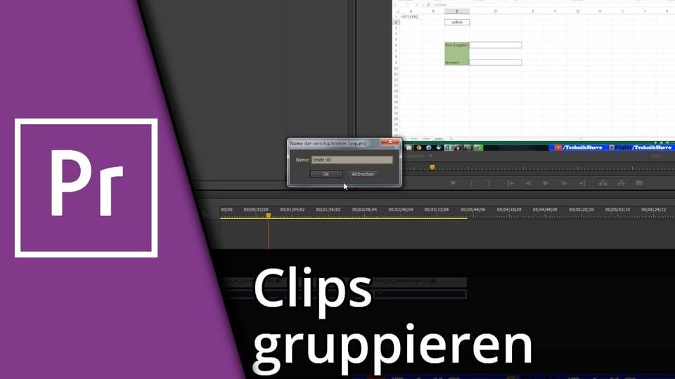 Adobe Premiere Clips zusammenfügen / gruppieren | Tutorial: Vorschaubild zum YouTube-Tutorial von TechnikShavo