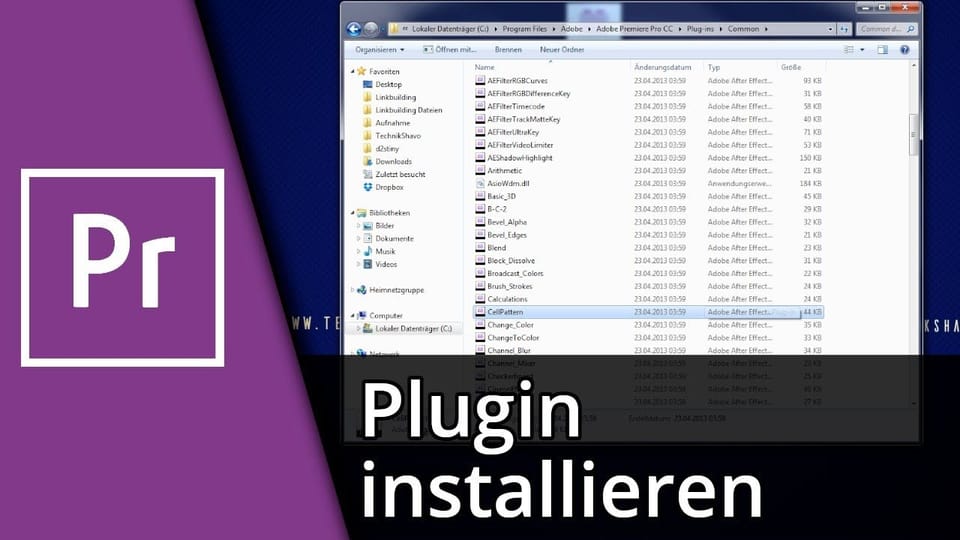 Adobe Premiere Plugin installieren / Effekt installieren | Tutorial: Vorschaubild zum YouTube-Tutorial von TechnikShavo