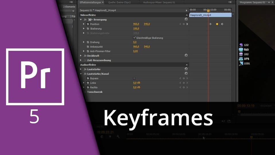 Adobe Premiere Workshop #05 | Keyframes: Vorschaubild zum YouTube-Tutorial von TechnikShavo
