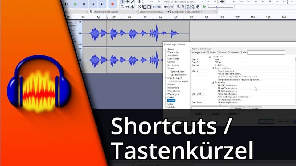 Audacity Shortcuts / Tastenkürzel hinzufügen | Tutorial: Vorschaubild zum YouTube-Tutorial von TechnikShavo