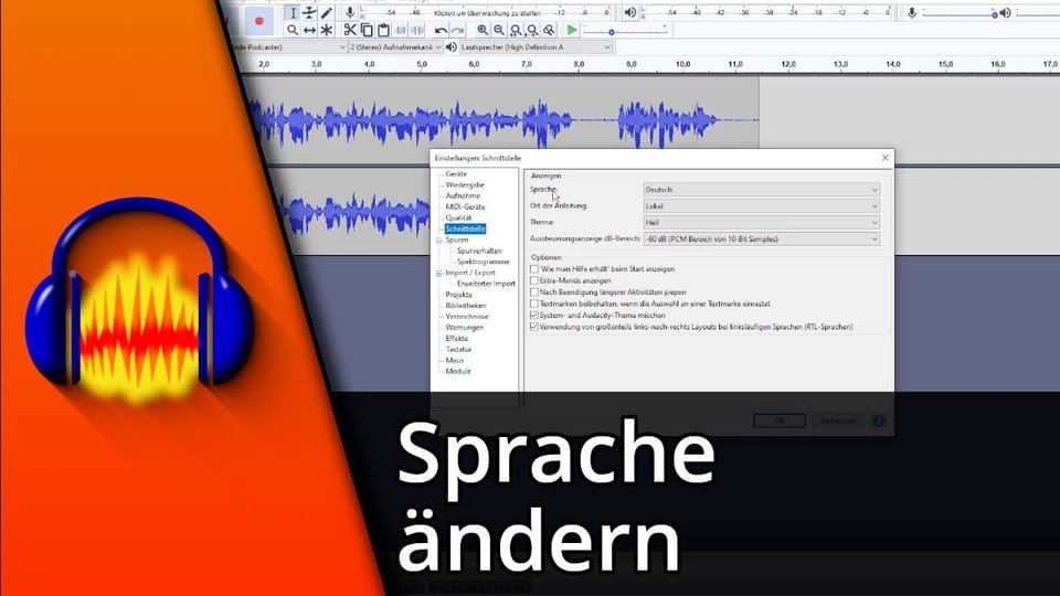 Audacity Sprache ändern | Tutorial: Vorschaubild zum YouTube-Tutorial von TechnikShavo