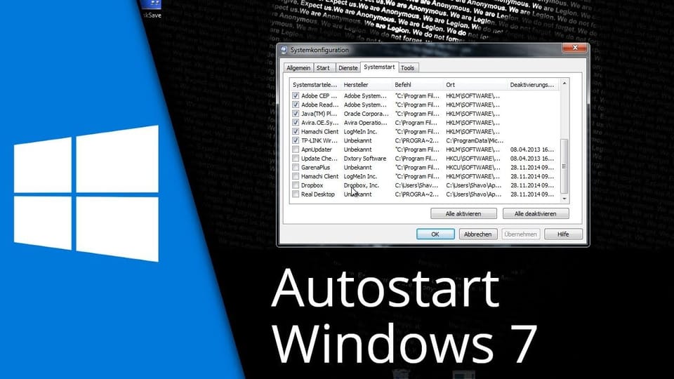 Autostart Windows 7 – Programme ausschalten | Tutorial: Vorschaubild zum YouTube-Tutorial von TechnikShavo